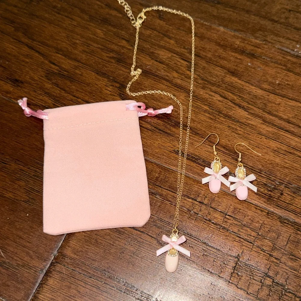 New 4 Pc Girls Ballet Earrings & Necklace Jewelry Set